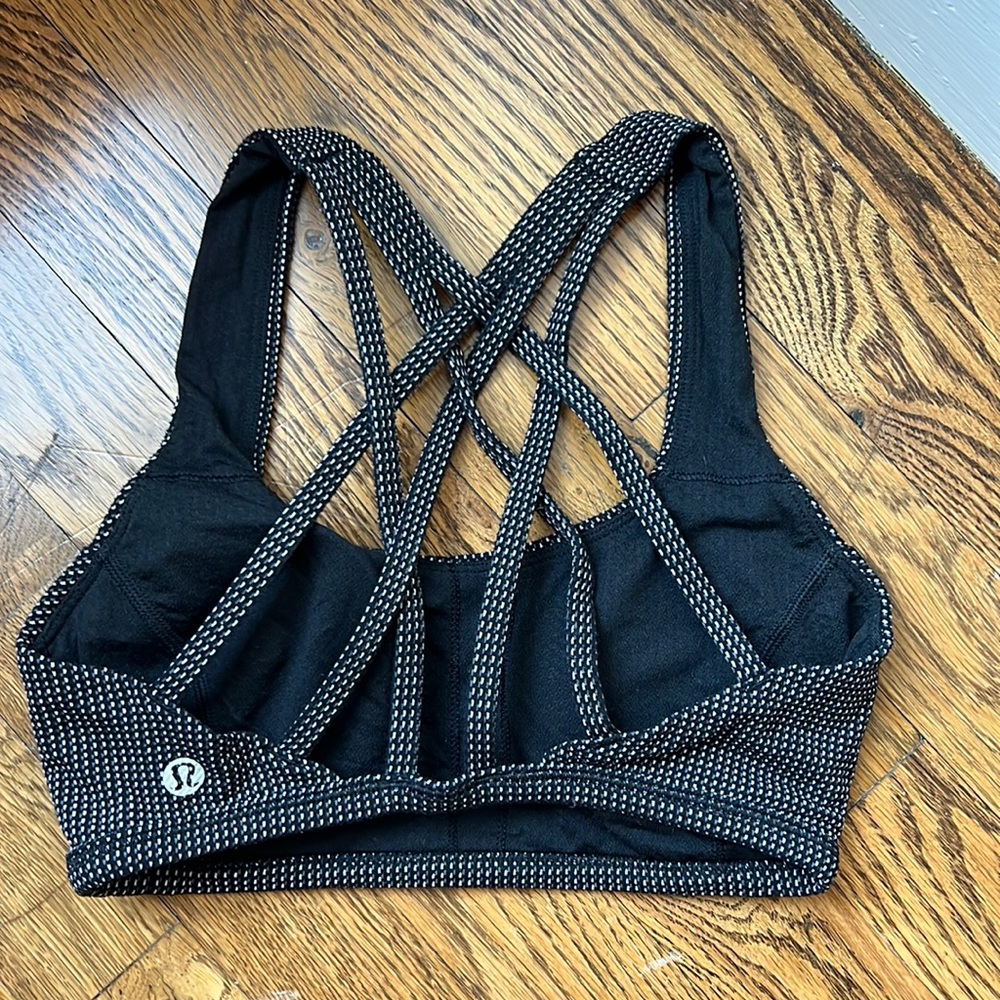 Lululemon black sports bra top with white dot print